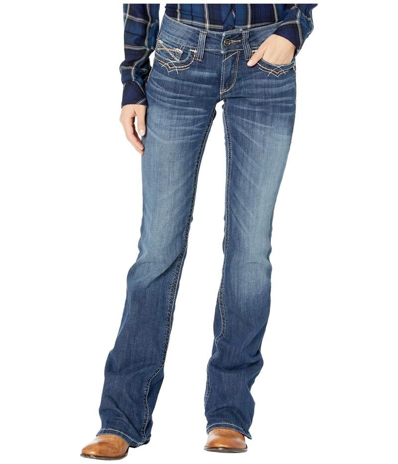 アリアト レディース ボトムス デニムパンツ ブーツカット ブーツ ジーンズ Ariat REAL Bootcut Stetch Entwined Jeans in Festival Festival Blue ブルー