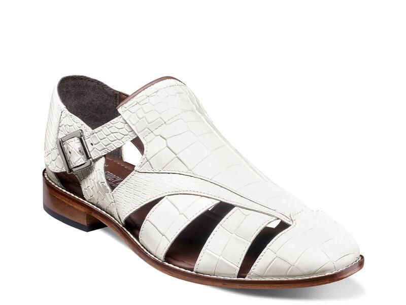 ステイシーアダムス メンズ シューズ サンダル Stacy AdamsCalandro City Sandal White Croc Print ホワイト