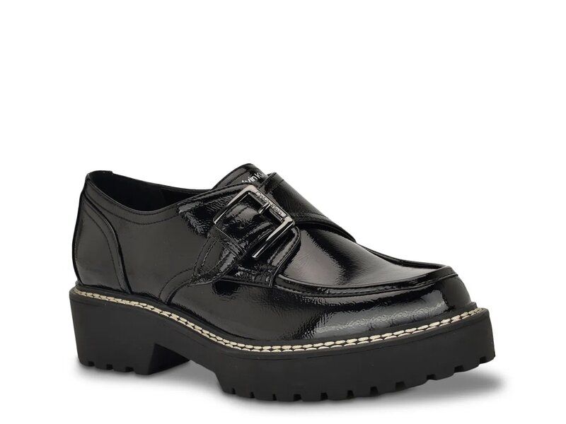 カルバンクライン レディース シューズ スリッポン・ローファー プラットフォーム ローファー Calvin Klein Saundee Platform Loafer Black Crinkle Patent ブラック