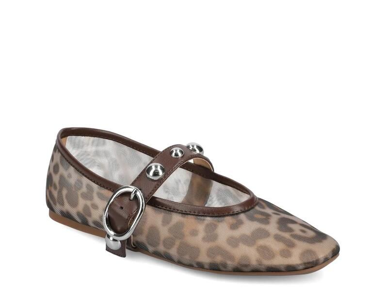 ジャーニー レディース シューズ パンプス Journee Naveah Mary Jane Flat BrownBlack Leopard Print Mesh Fabric ブラック