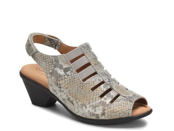 コンフォーティバ レディース シューズ サンダル Comfortiva Faye Sandal TaupeGold Metallic Snake Print トープ
