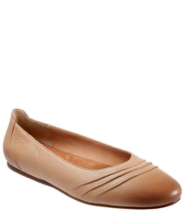 ソフトウォーク レディース シューズ パンプス ギャザー レザー SoftWalk Safi Ruched Leather Flats Mocha モカ