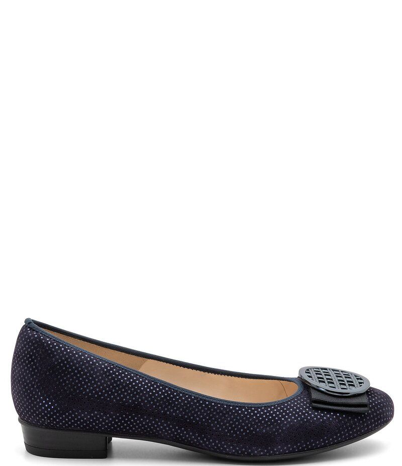 アラ レディース シューズ パンプス スエード ara Bambi Pin Dot Suede Ornament Bow Ballet Flats Midnight Blue Pin Dot Suede ブルー