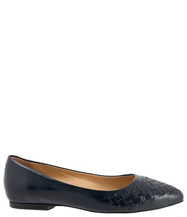 トロッターズ レディース シューズ パンプス Tシャツ レザー Trotters Estee Woven Leather Flats Navy ネイビー