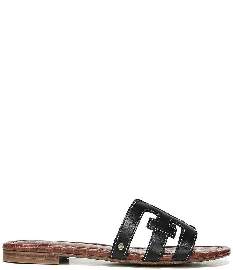 サムエデルマン レディース シューズ パンプス サンダル レザー ロゴ Sam Edelman Bay Leather Double E Logo Slide Sandals Black ブラック