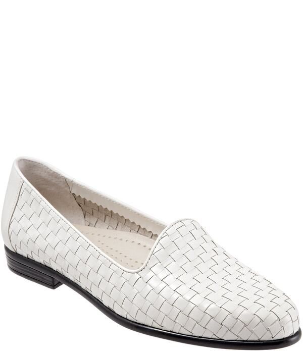トロッターズ レディース シューズ パンプス レザー ローファー Trotters Liz Woven Leather Loafers White ホワイト