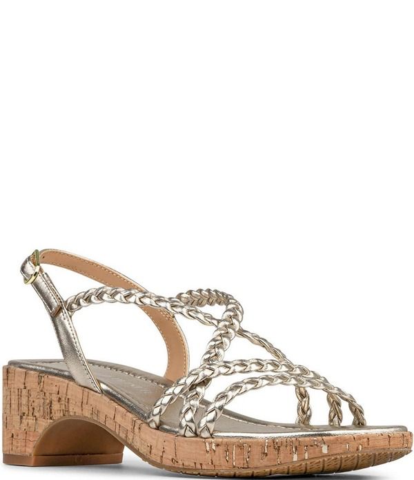 ドナルドプリネール レディース シューズ ヒール サンダル トール レザー Donald Plinerosalie Braided Metallic Leather Strappy Slingback Block Heel Sandals Platinum メ