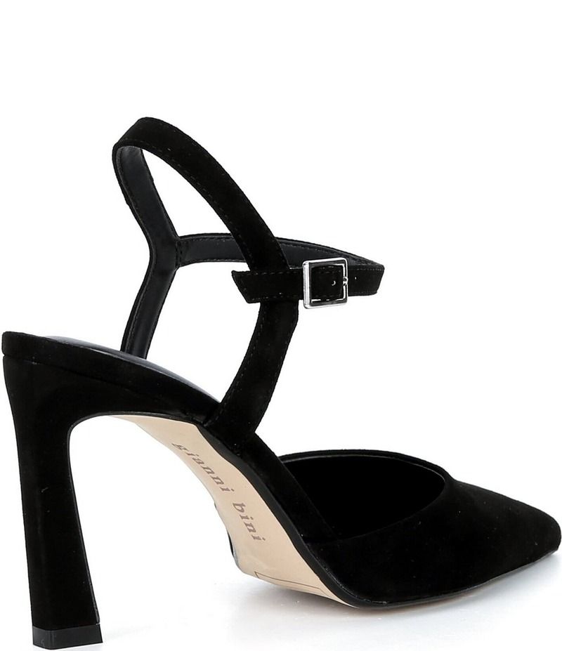 ジャンビニ レディース シューズ ヒール スエード アンクル Gianni Bini Geno Suede Ankle Strap Pointed Toe Pumps Black ブラック