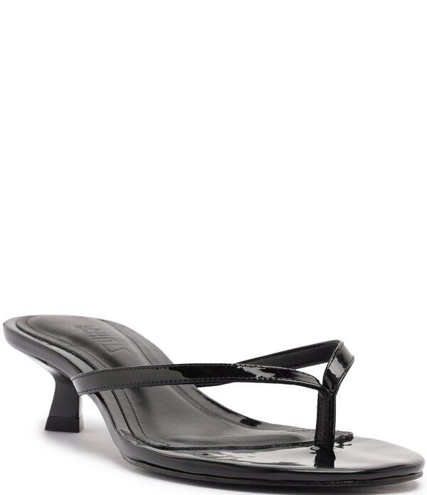 シュッツ レディース シューズ ヒール サンダル レザー Schutz Carolyn Patent Leather Thong Kitten Heel Sandals Black ブラック