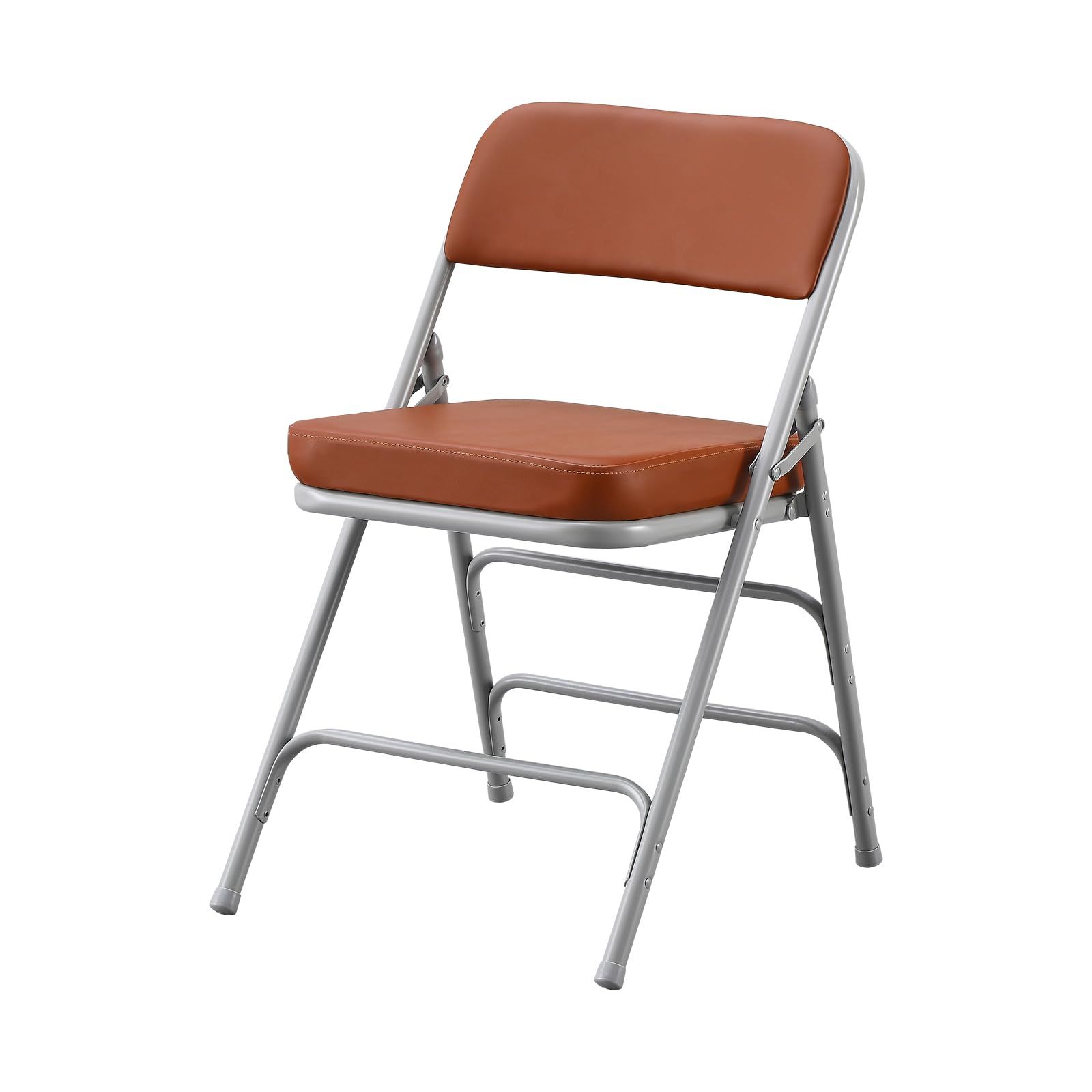 KAIHAOWIN パイプ椅子 折りたたみ 45x53x74cm ミーティングチェア 会議用 背もたれ クッション 金属製 省スペース イベント用 シンプル ブラウン 1脚