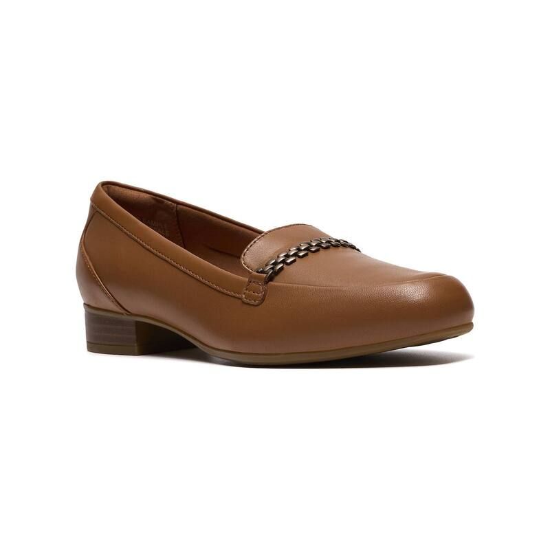 クラークス レディース シューズ スリッポン・ローファー レザー Clarks Juliet Mia Womens Leather SlipOn Loafers Tan Leather タン