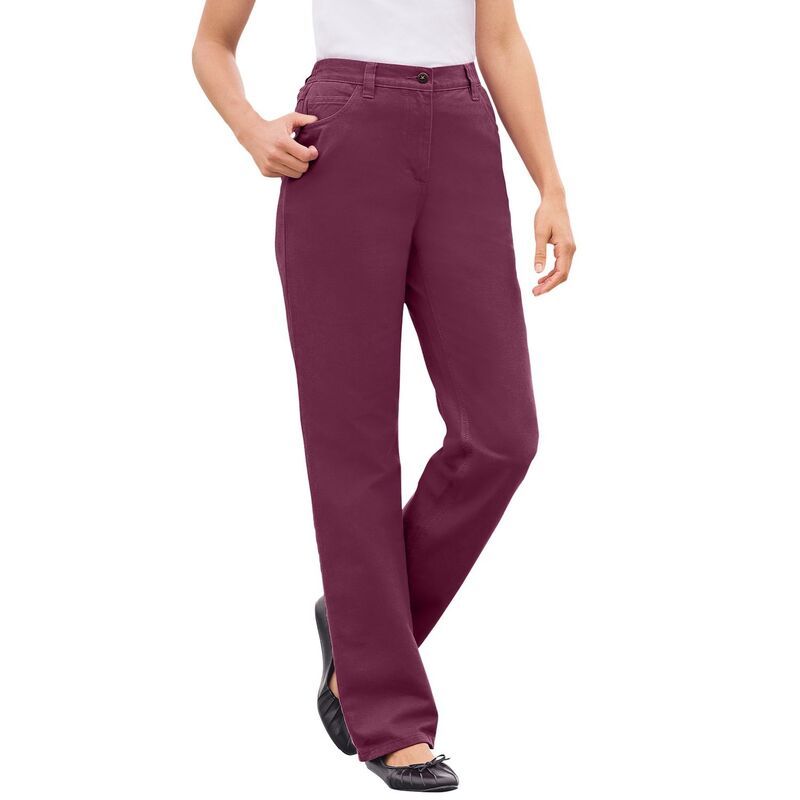 ウーマン ウィズイン レディース ボトムス デニムパンツ プラスサイズ コットン ジーンズ Woman Within Plusize Perfect AllCotton BackElastic Denim Jeans Deep Claret デニム