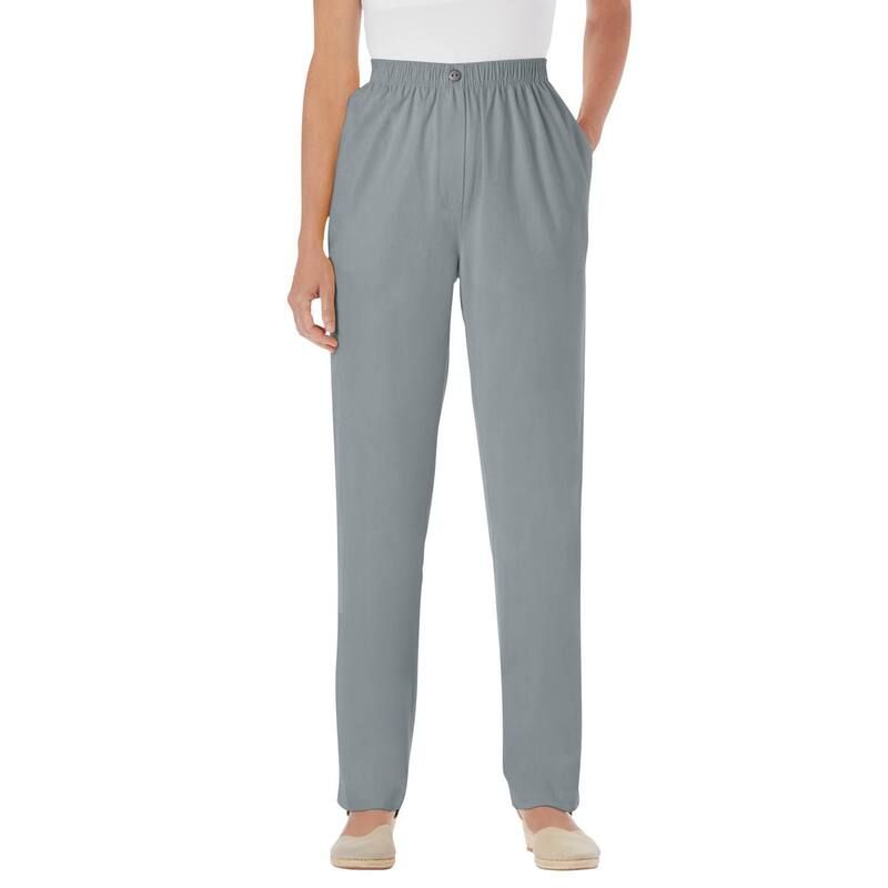 ウーマン ウィズイン レディース ボトムス デニムパンツ プラスサイズ プチ コットン ジーンズ Woman Within Plusize Petite StraightLeg AllCotton Denim PullOn 7Day ElasticWaist