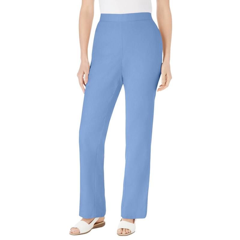 ウーマン ウィズイン レディース ボトムス カジュアルパンツ ストレート プラスサイズ リネン Woman Within Plusize Straight Leg Linen Pant French Blue ブルー