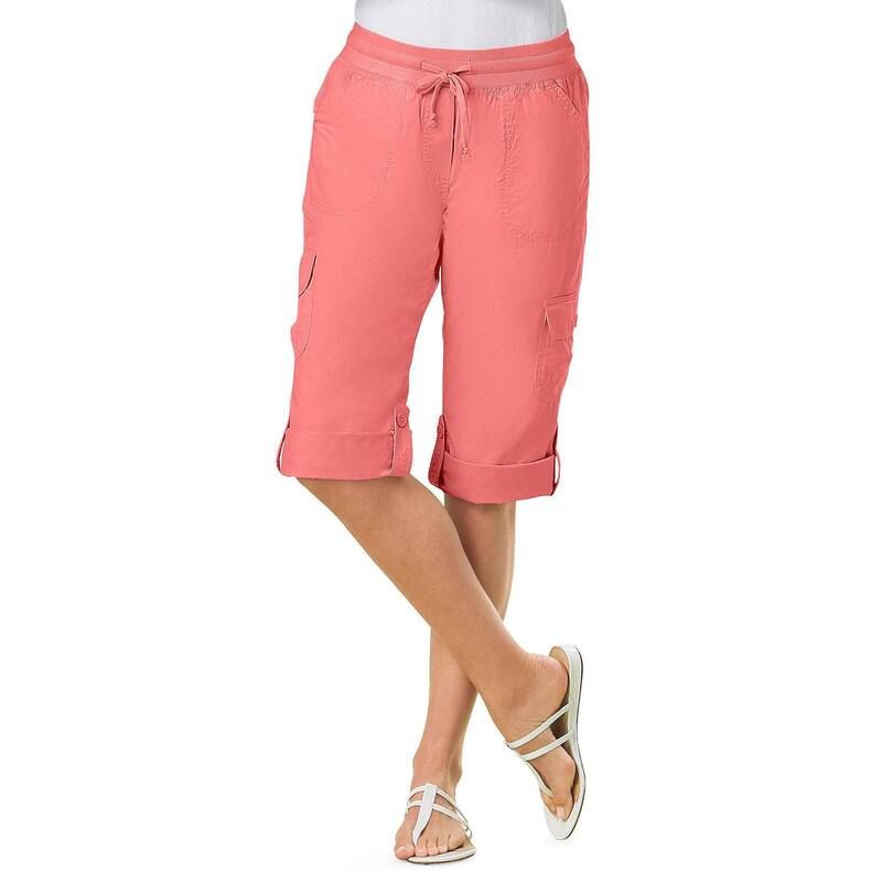 ウーマン ウィズイン レディース ボトムス カジュアルパンツ プラスサイズ プチ キャップ Woman Within Plusize Petite Convertiblength Cargo CapriBermuda Sweet Coral コーラル