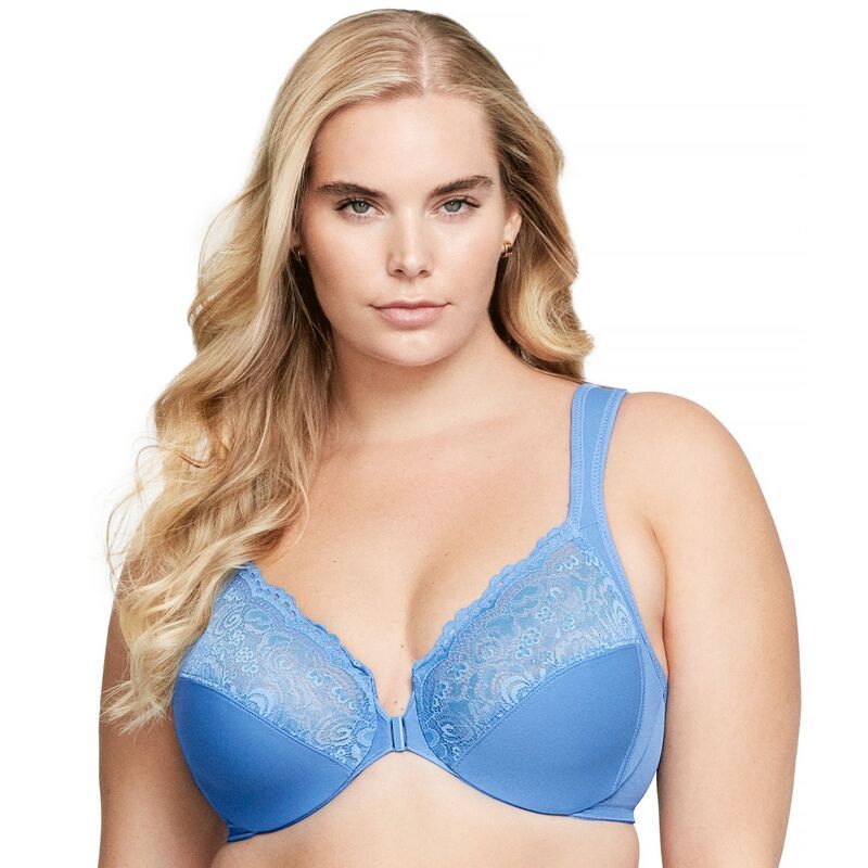 グラマライズ レディース アンダーウェア ブラジャー プラスサイズ Plusize Glamorise FullFigure Wonderwire Front Close Bra 1245 Ultra Marine