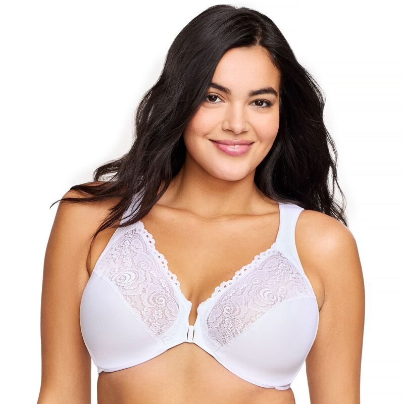 グラマライズ レディース アンダーウェア ブラジャー プラスサイズ Plusize Glamorise FullFigure Wonderwire Front Close Bra 1245 White ホワイト