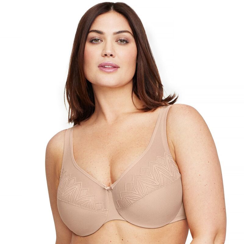 グラマライズ レディース アンダーウェア ブラジャー プラスサイズ ミニ Plusize Glamorise WonderWire Full Figure Minimizer Underwire Bra 9003 Cafe