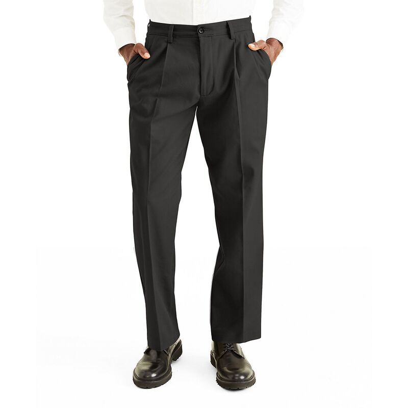 ドッカーズ メンズ ボトムス カジュアルパンツ プリーツ Mens Dockerstretch Easy Khaki ClassicFit Pleated Pants Black ブラック