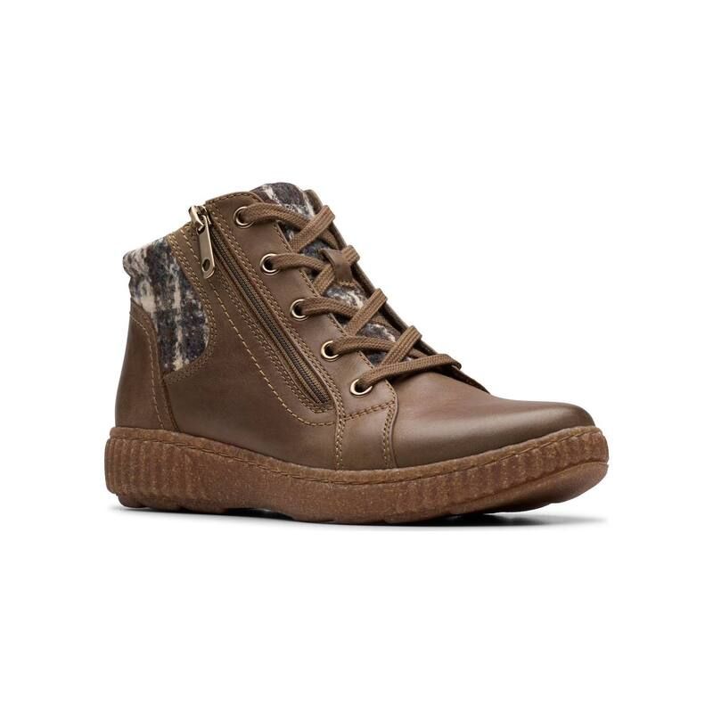 クラークス レディース シューズ ブーツ・レインブーツ アンクル レザー Clarks Caroline Spice Womens Leather Ankle Boots With Zip Closure Mushroom Leather