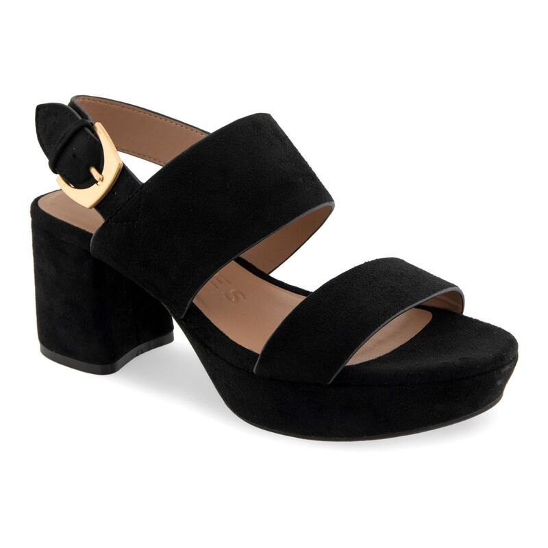 エアロソールズ レディース シューズ サンダル プラットフォーム Aerosoles Camilia Womens Platform Sandals Black Faux Suede ブラック