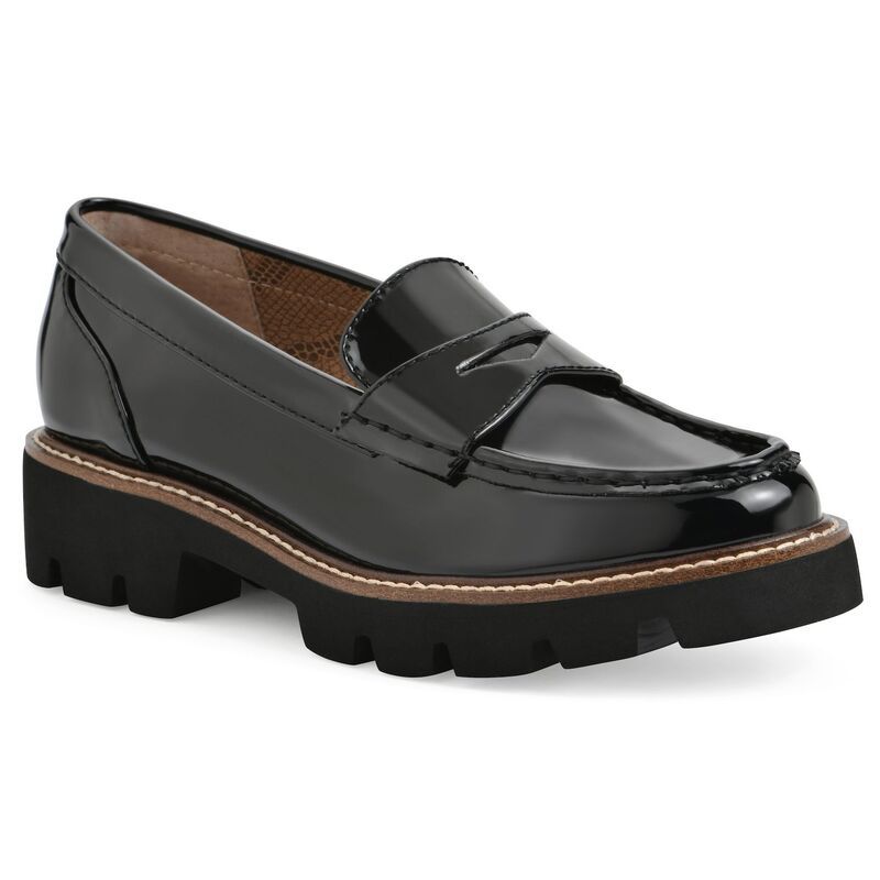 ホワイトマウンテン レディース シューズ スリッポン・ローファー White Mountain Gunner Womens Lug Sole Loafers Black Patent ブラック