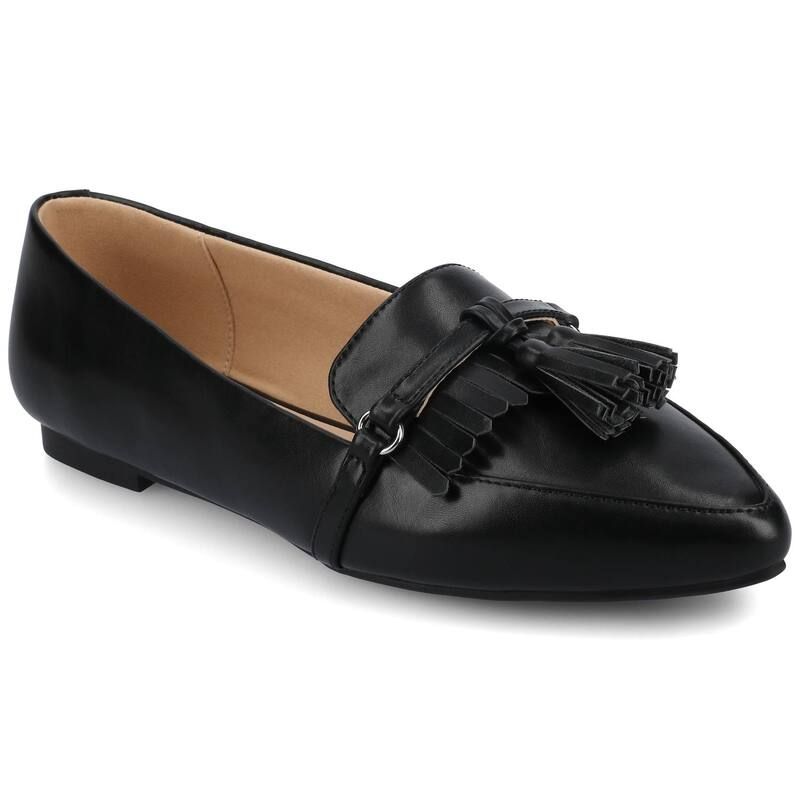 ジャーニー レディース シューズ サンダル ローファー Journee Jannah Womens Pointed Toe Tasseloafer Flats In Regular Wide Width Black ブラック