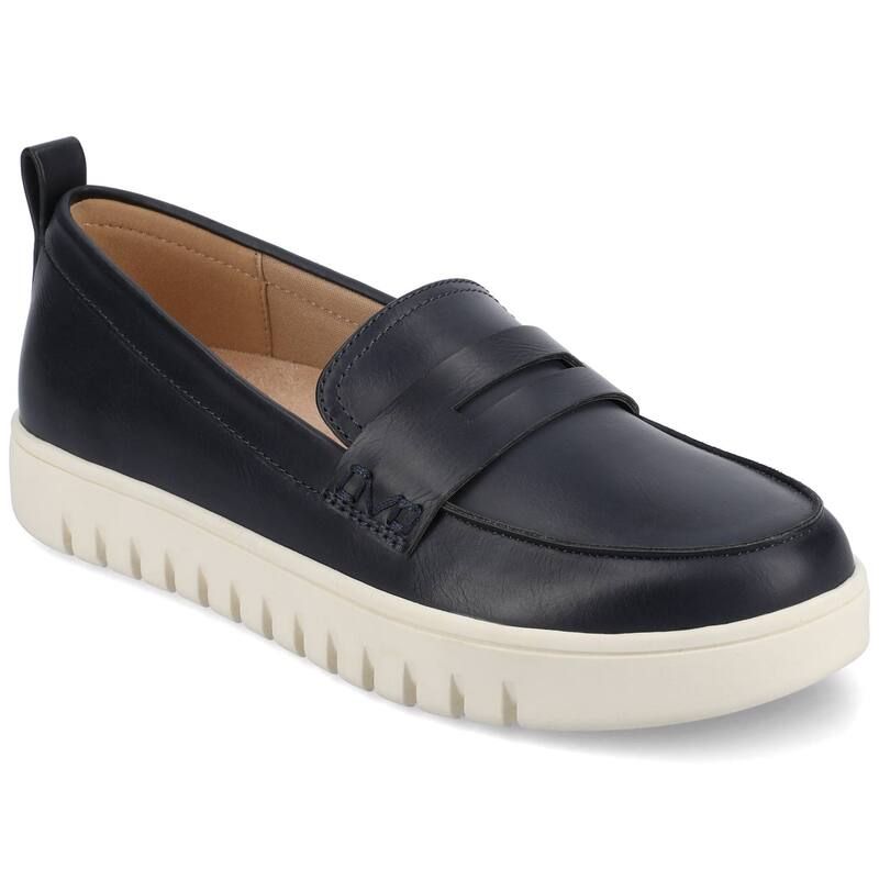 ジャーニー レディース シューズ スリッポン・ローファー Journee Tayla Medium and Wide Width Womens Round Toe Flexible Comfort Penny Loafers Navy ネイビー
