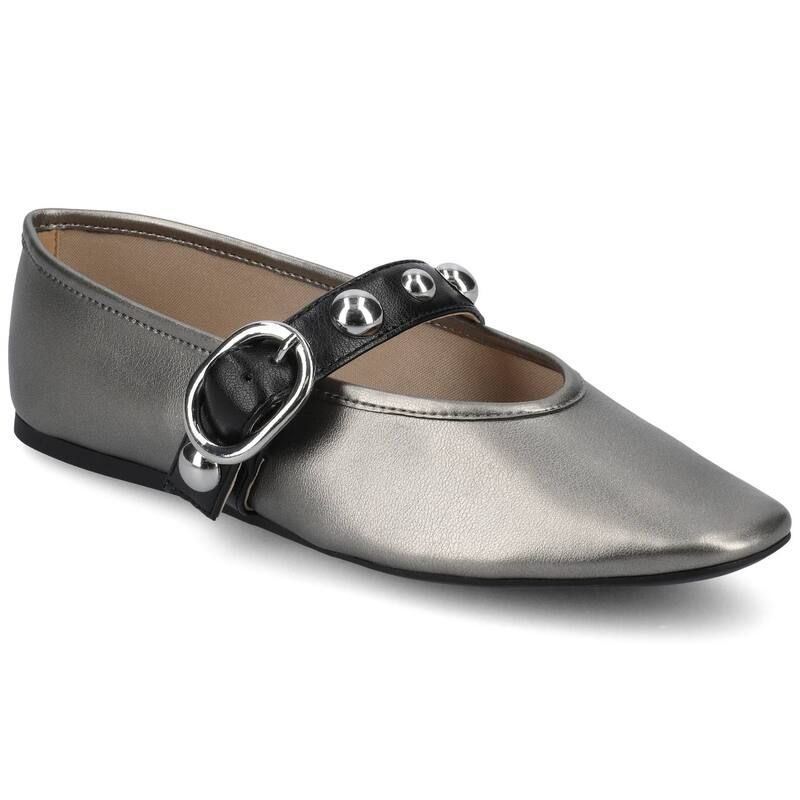 ジャーニー レディース シューズ サンダル Journee Naveah Womenstudded Pointed Toe Casual Ballet Flats Pewter ピューター