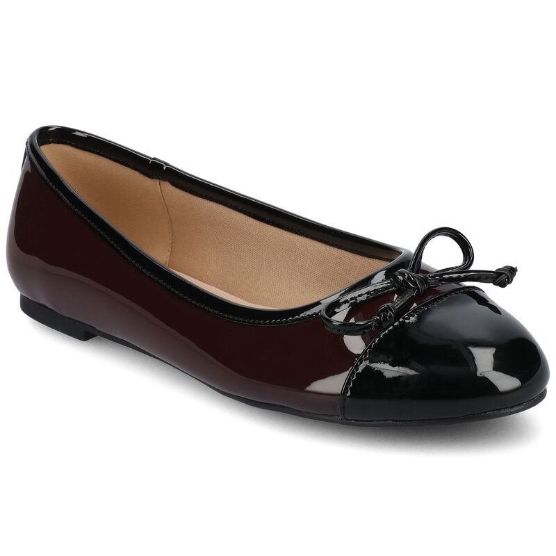 ジャーニー レディース シューズ サンダル キャップ Journee Kaiah Medium and Wide Width Womens Ballet Cap Toe SlipOn Dress Flats Patent Oxblood オックスブラッド