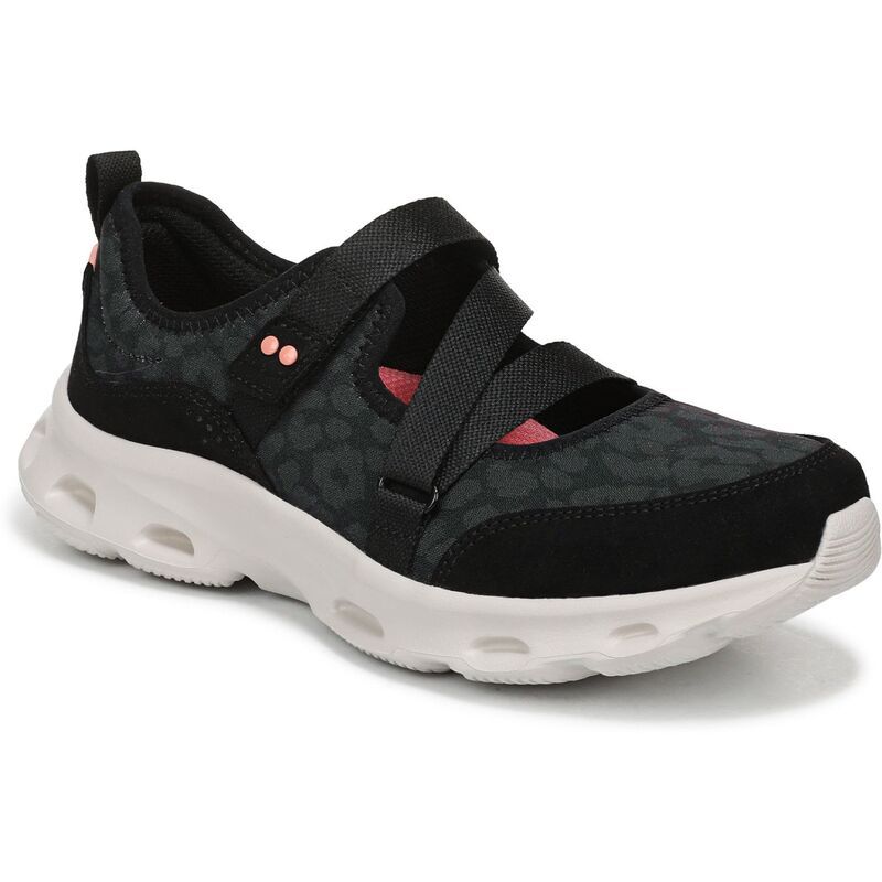 ライカ レディース シューズ スニーカー Rykactivfoam Womens Mary Jane Walking Sneaker Black Leopard ブラック