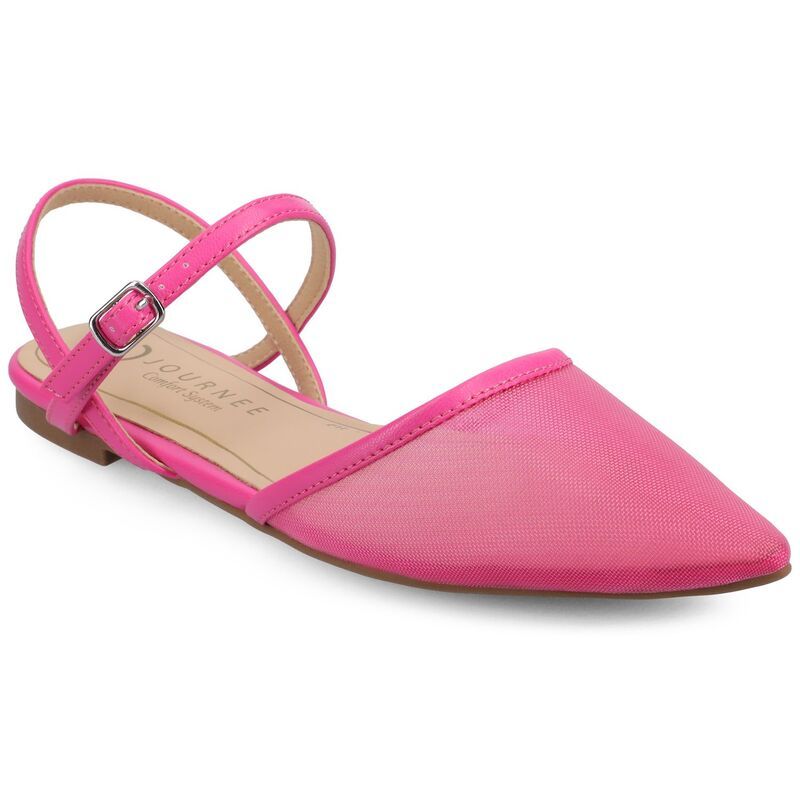 ジャーニー レディース シューズ サンダル Journee Martine WomensuperNatural Shades Dress Flats Hot Pink Mesh ピンク