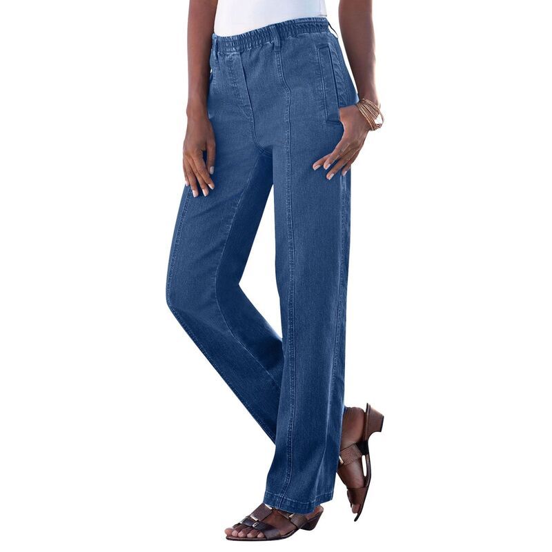 ロアマンズ レディース ボトムス デニムパンツ プラスサイズ コットン Roamans Womens Plusize Complete Cotton Seamed Jean Medium Wash
