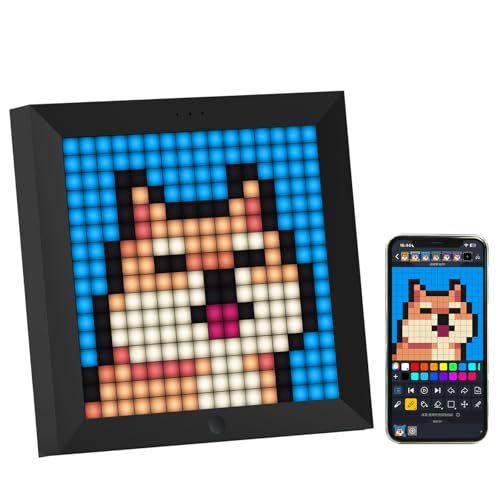 Divoom Pixoo LEDピクセルディスプレイ デジタル時計 目覚まし時計 LED時計 ゲーミング時計 卓上時計【アプリ対応/16*16LEDディスプレイ/Bluetooth接続/自由カスタマイズ可】ピクセルアート おしゃれ 誕生日プレ 26f8202b