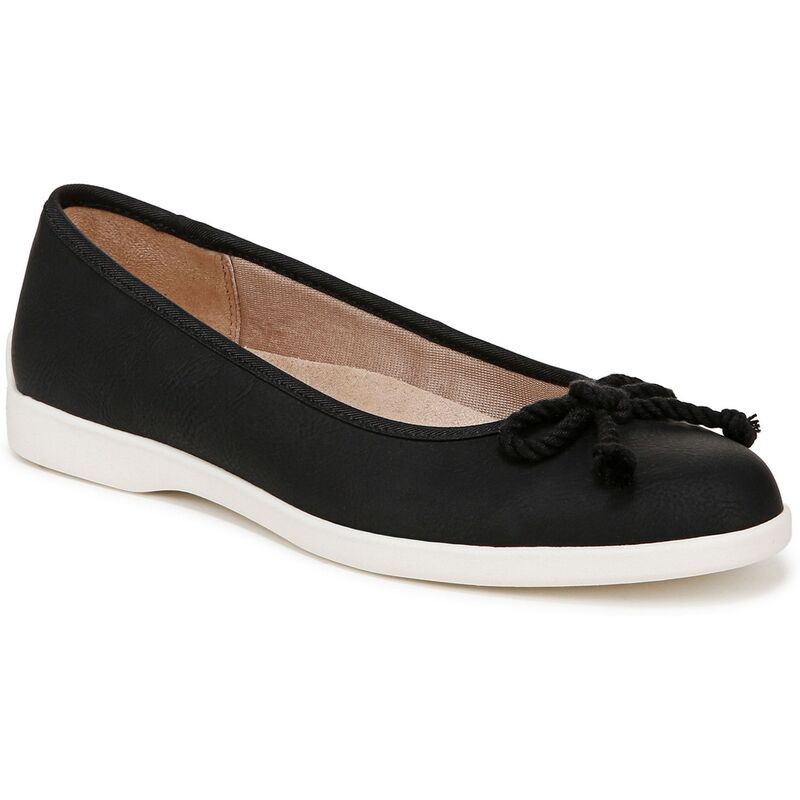 ライフストライド レディース シューズ サンダル レザー フェイクレザー LifeStride Maura Womens Faux Leather SlipOn Ballerina Shoes Black Faux Leather ブラック