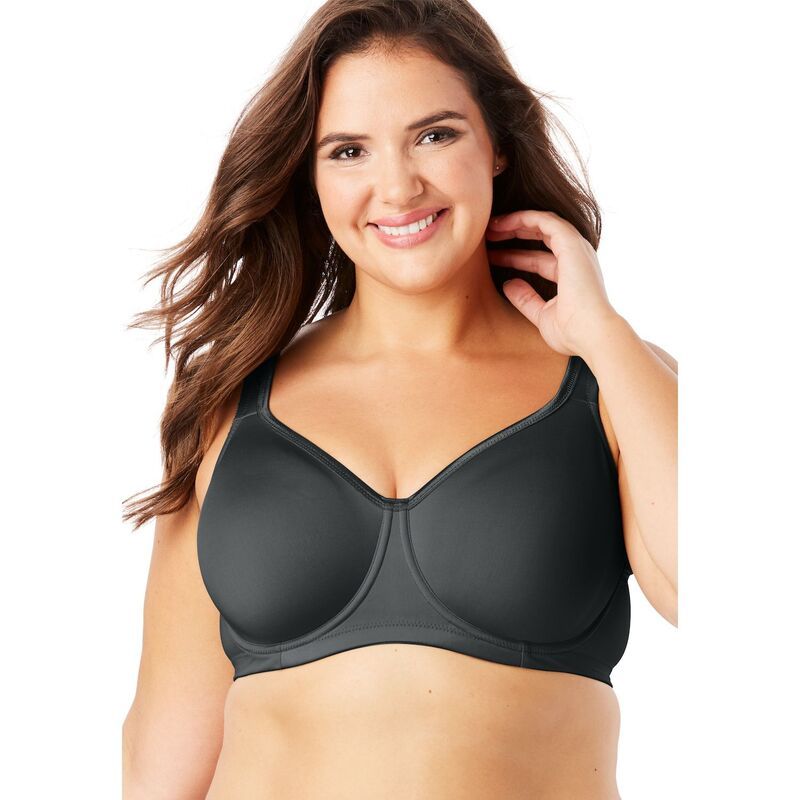 コンフォート チョイス レディース アンダーウェア ブラジャー プラスサイズ Tシャツ Comfort Choice Womens Plusize Underwire Microfiber Tshirt Bra Black ブラック