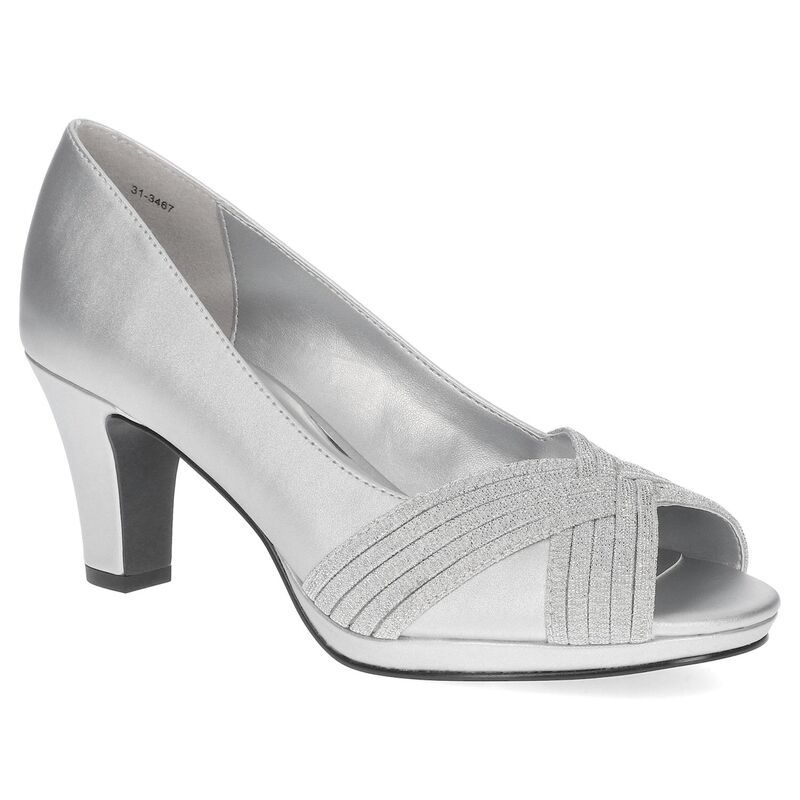 イージーストリート レディース シューズ パンプス プラットフォーム Easy Street Womens Lavish Platform Peep Toe Pumpsilver Satin シルバー