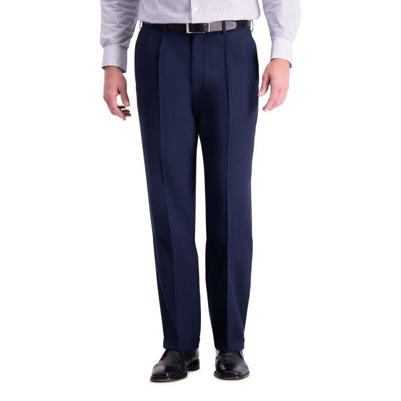 ハガー メンズ ボトムス カジュアルパンツ プリーツ Men s HaggarR Premium Comfort ExpandableWaist ClassicFit Stretch Pleatedress Pants Indigo インディゴ