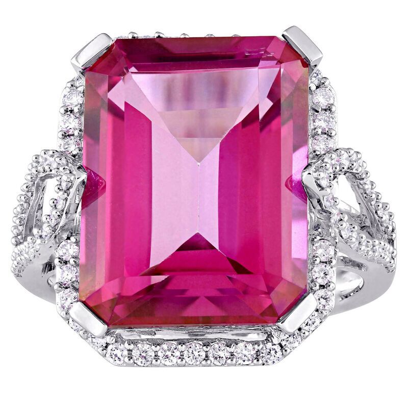 ステラ グレース レディース アクセサリー リング Stella Grace 14k White Gold Pink Topaz 12 CaratW Diamond Cocktail Ring 14k White Gold ホワイト