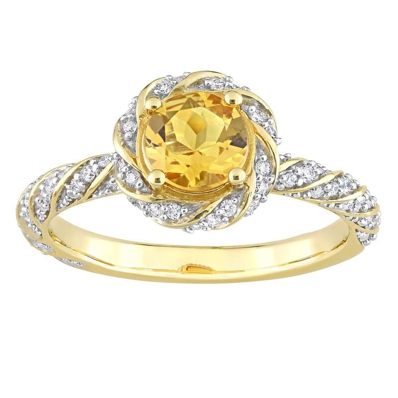 ステラ グレース レディース アクセサリー リング ヴィンテージ Stella Grace 14k Gold Citrine 14 CaratW Diamond Halo Vintage Ring 14k Gold ゴールド