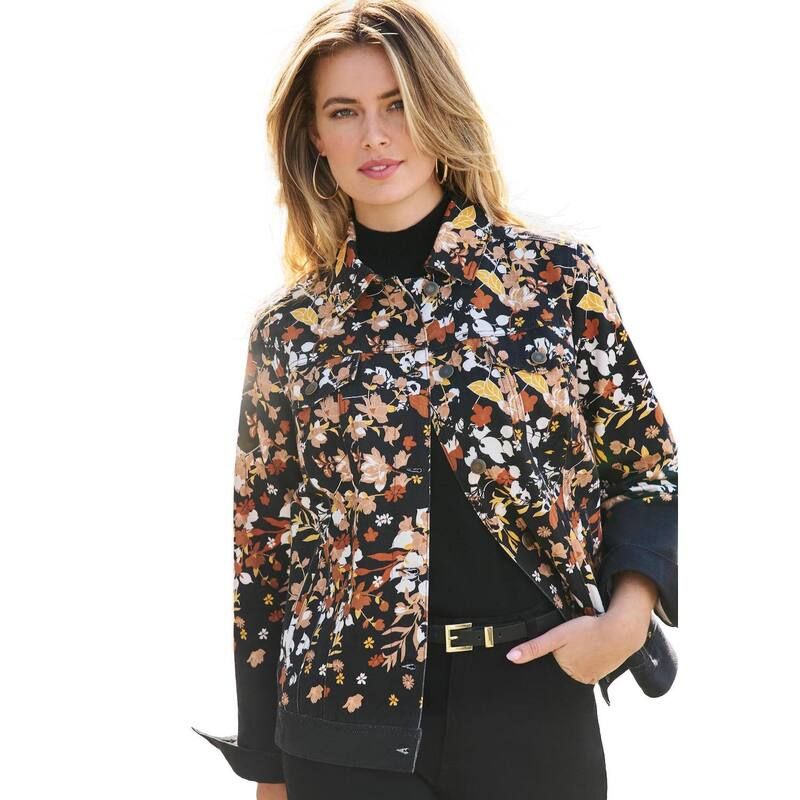 ジェシカロンドン レディース アウター ジャケット・ブルゾン プラスサイズ コットン デニム Jessica London Womens Plusize Classicotton Denim Jacket Black Neutral Shadow ブラック
