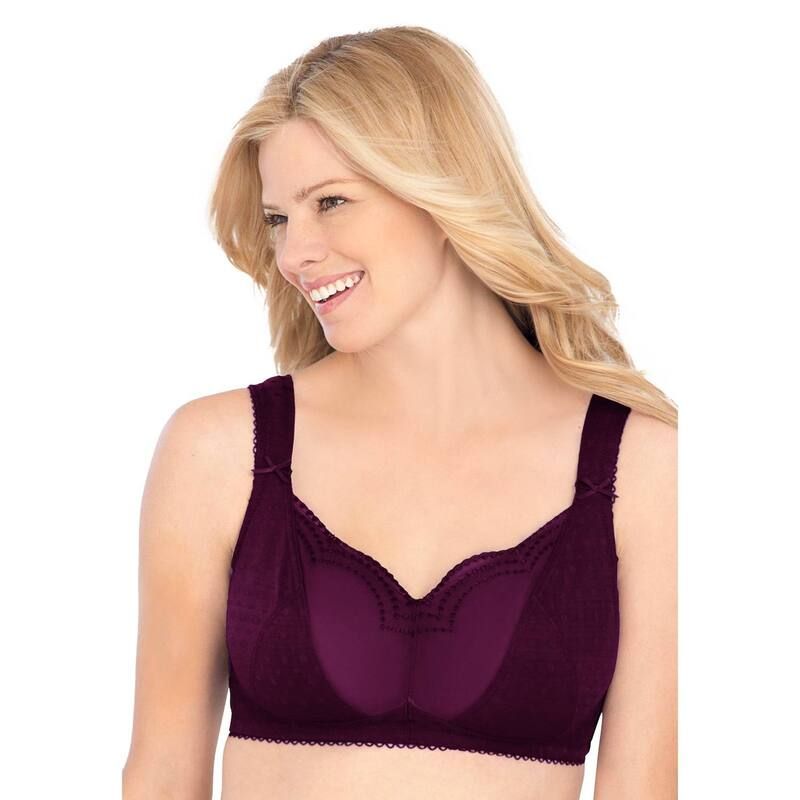 コンフォート チョイス レディース アンダーウェア ブラジャー プラスサイズ Comfort Choice Womens Plusize Wireless Gel Strap Bra Dark Berry
