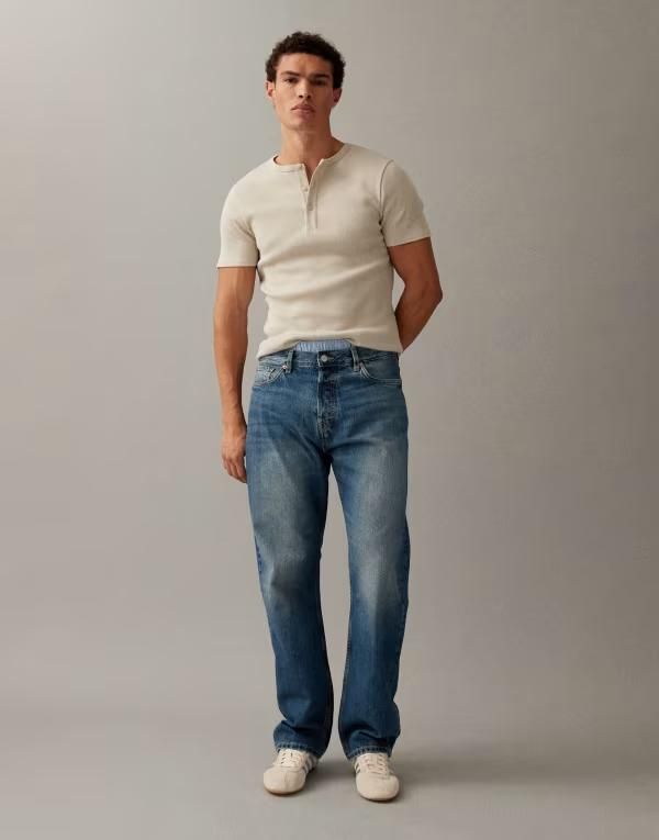 ウィークデイ メンズ ボトムス デニムパンツ リラックスフィット ストレート ジーンズ Weekday Space relaxed fit straight leg jeans in mid wash Radio blue ブルー