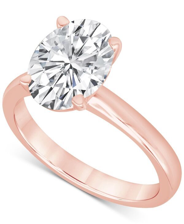 バッジェリーミシュカ レディース アクセサリー リング Badgley Mischka Certified Lab Grown Diamond OvalCut Solitairengagement Ring 5 ctw in 14k Rose Gold ゴール