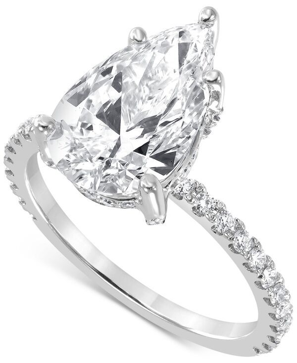 バッジェリーミシュカ レディース アクセサリー リング Badgley Mischka Certified Lab Grown Diamond Pear Halo Engagement Ring 338 ctw in 14k White Gold ホワイト