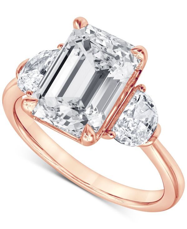 バッジェリーミシュカ レディース アクセサリー リング Badgley Mischka Certified Lab Grown Emeraldiamond Three Stonengagement Ring 458 ctw in 14k Rose Gold ゴ