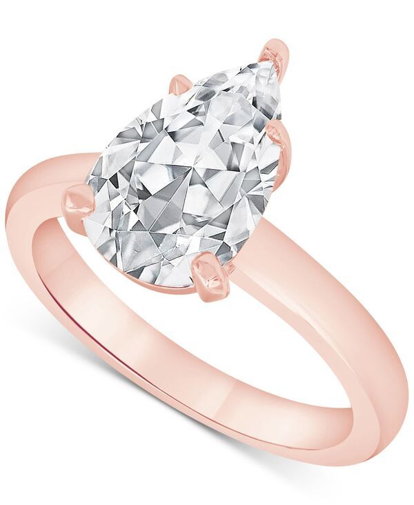 バッジェリーミシュカ レディース アクセサリー リング Badgley Mischka Certified Lab Grown Diamond Pear Solitairengagement Ring 4 ctw in 14k Rose Gold ゴールド