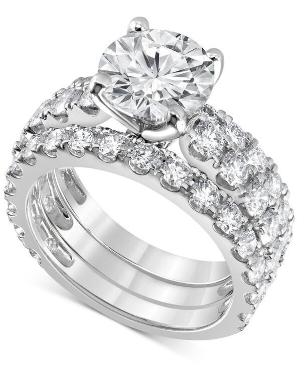 バッジェリーミシュカ レディース アクセサリー リング Badgley Mischka Certified Lab Grown Diamond 3 Pc Bridal Set 5 ctw in 14k White Gold ホワイト