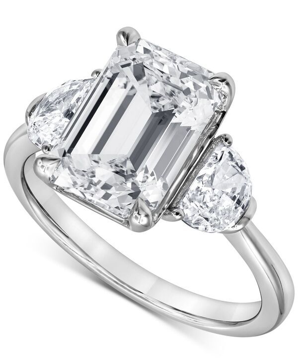 バッジェリーミシュカ レディース アクセサリー リング Badgley Mischka Certified Lab Grown Emeraldiamond Three Stonengagement Ring 458 ctw in 14k White Gold