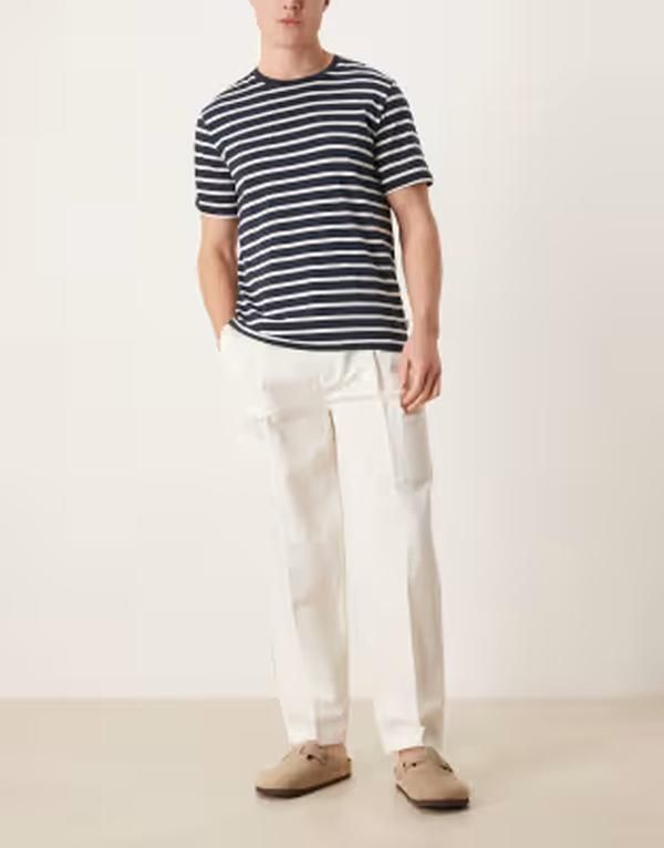 エイソス メンズ ボトムス カジュアルパンツ リネン ASOS DESIGN linen rich oversized taperedress pants WHITE ホワイト